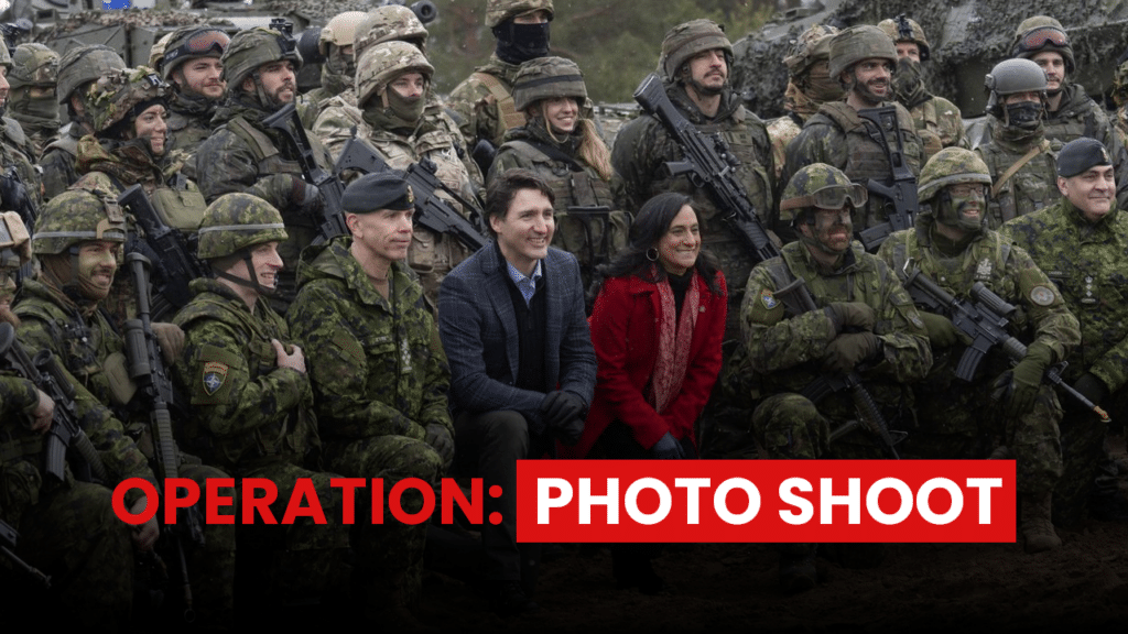 Trudeau poses with soldiers