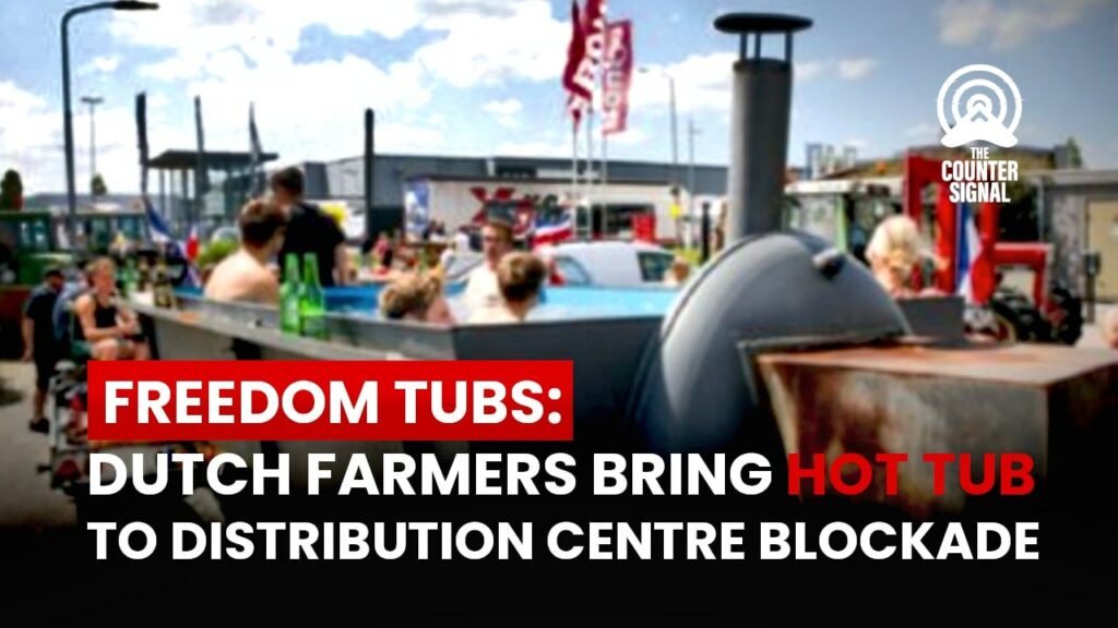 Freedom Tubs: Dutch farmers bring hot tubs to distribution centre blockade
