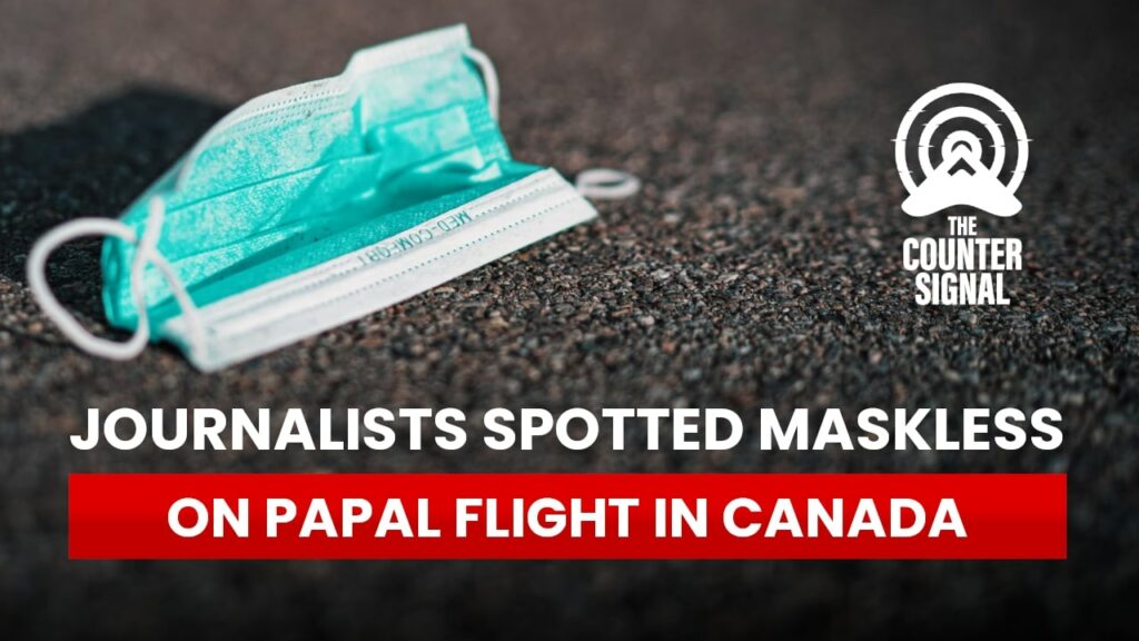 Journalists spotted maskless on papal flight in Canada