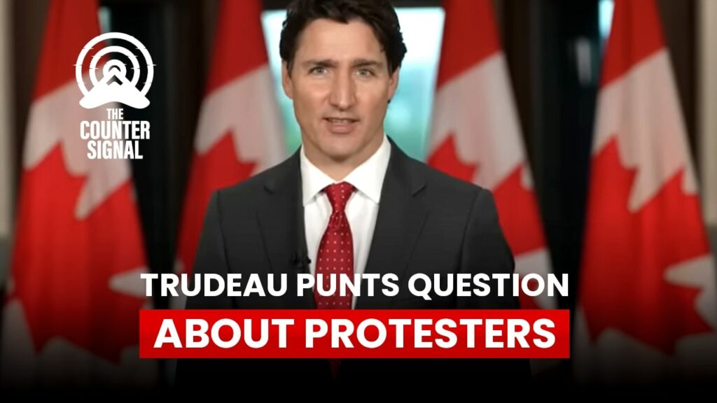 Trudeau punts question about protesters