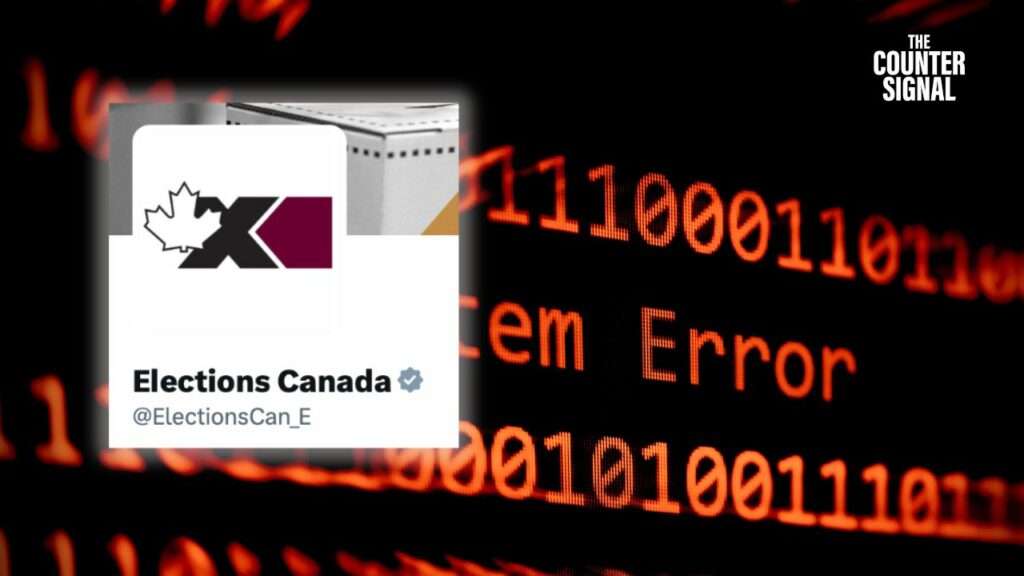 Elections Canada Twitter profile pictured against a background that says "error" 