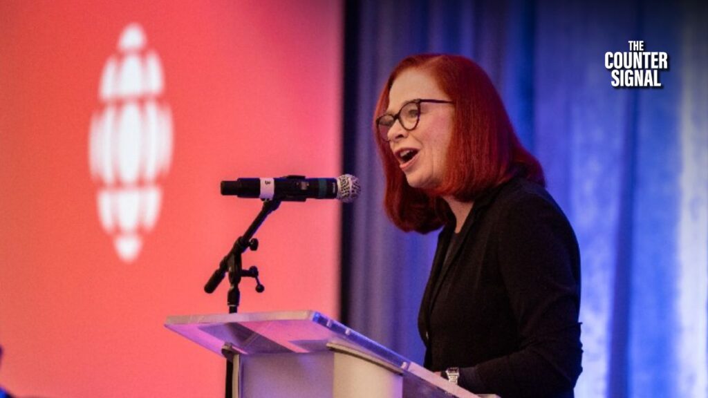 Catherine Tait pictured against a CBC logo 